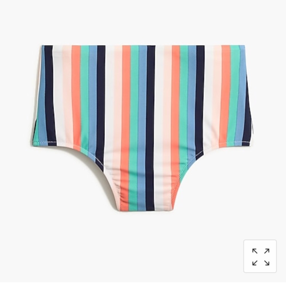 High-waisted bikini bottom in pink multi stripe